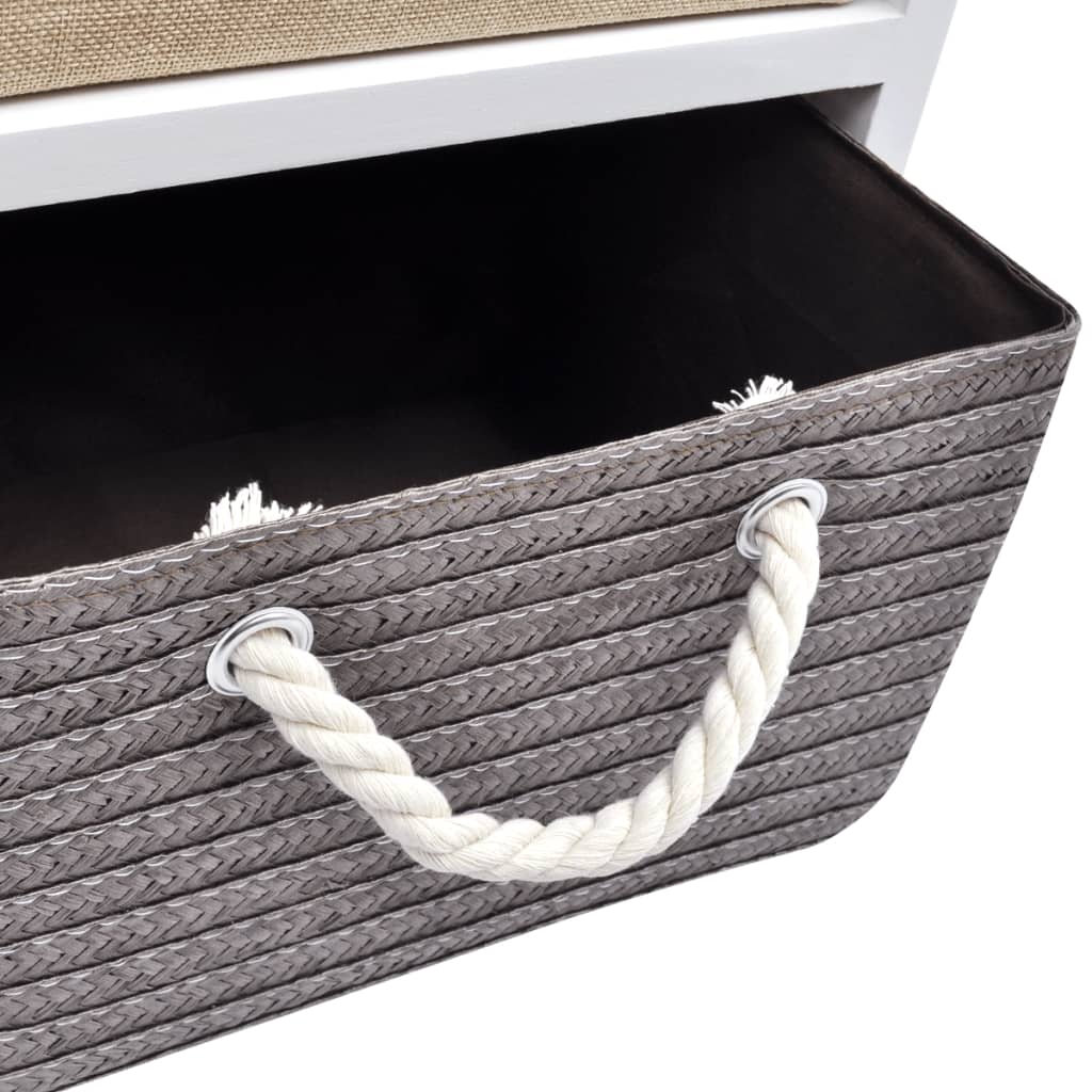 Pack de 2 mesitas de noche Ofelia 2 cajones con asa de cuerda blanco 48x35x27 cm 5