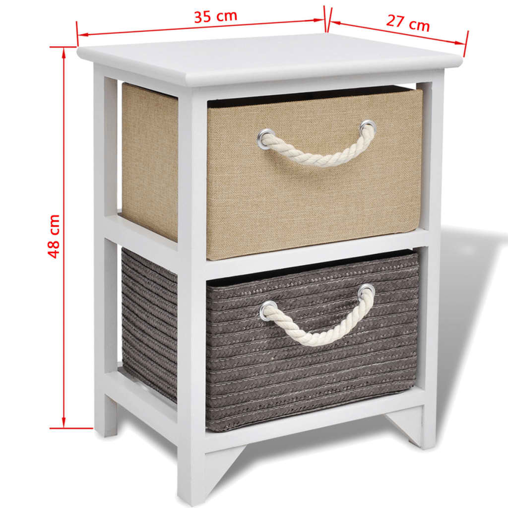 Pack de 2 mesitas de noche Ofelia 2 cajones con asa de cuerda blanco 48x35x27 cm 6