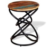 Mesa auxiliar Sucre madera maciza reciclada roble/negro Ø40x50 cm 2