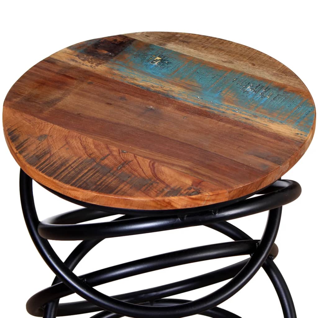 Mesa auxiliar Sucre madera maciza reciclada roble/negro Ø40x50 cm 3