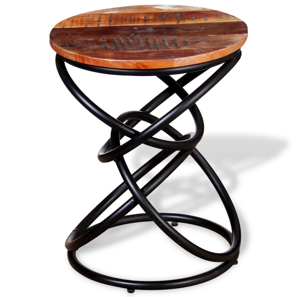 Mesa auxiliar Sucre madera maciza reciclada roble/negro Ø40x50 cm 6