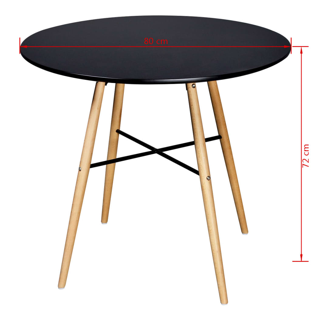 Mesa de comedor Tekha redonda negro Ø80x72 cm medidas