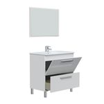 Mueble lavabo + espejo Urban 2 cajones blanco brillo  3