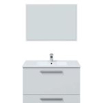 Mueble lavabo + espejo Urban 2 cajones blanco brillo  4