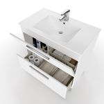 Mueble lavabo + espejo Urban 2 cajones blanco brillo  5