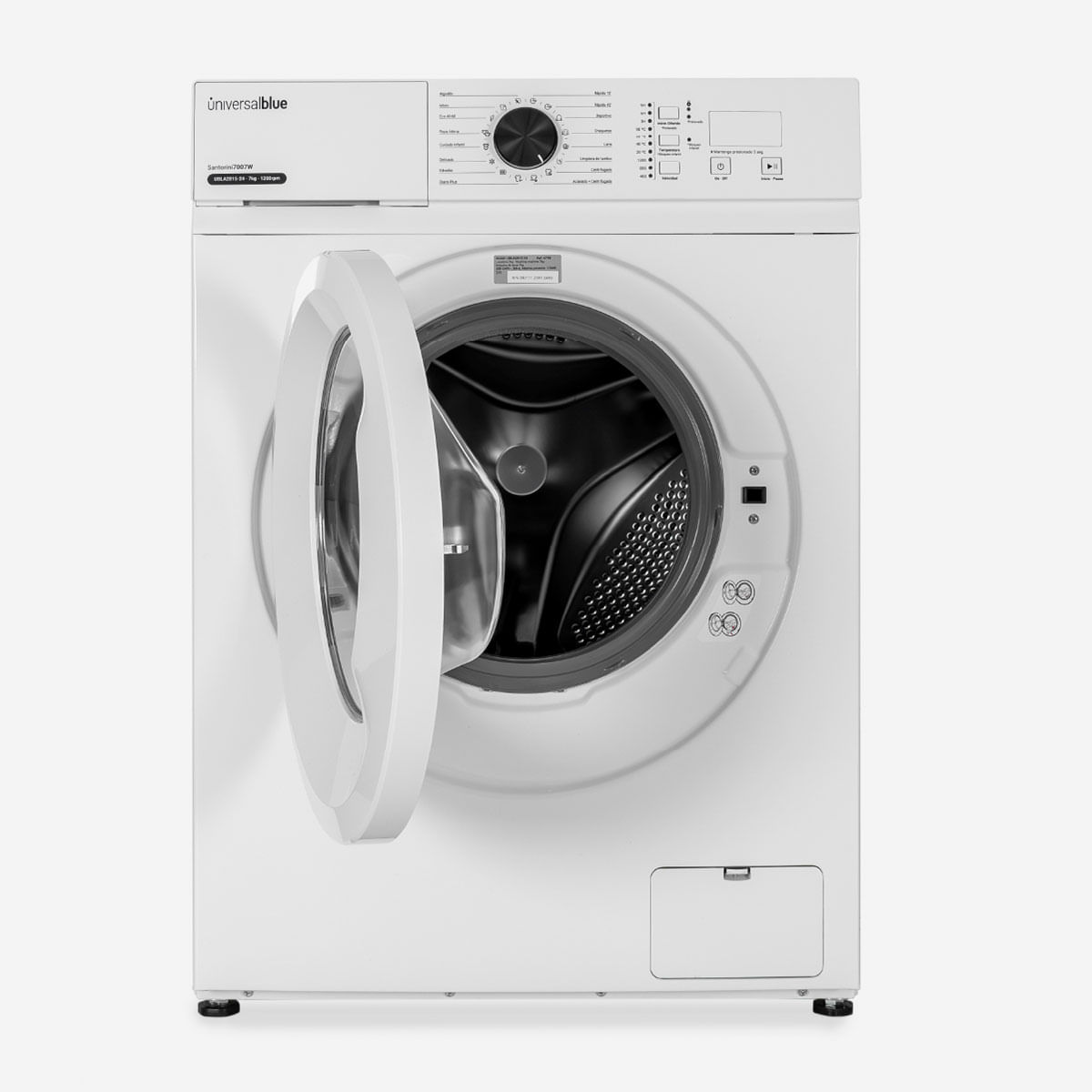 Lavadora Santorini 7007W Universal Blue 7kg 1200 rpm 16 programas E blanco 85 cm 2