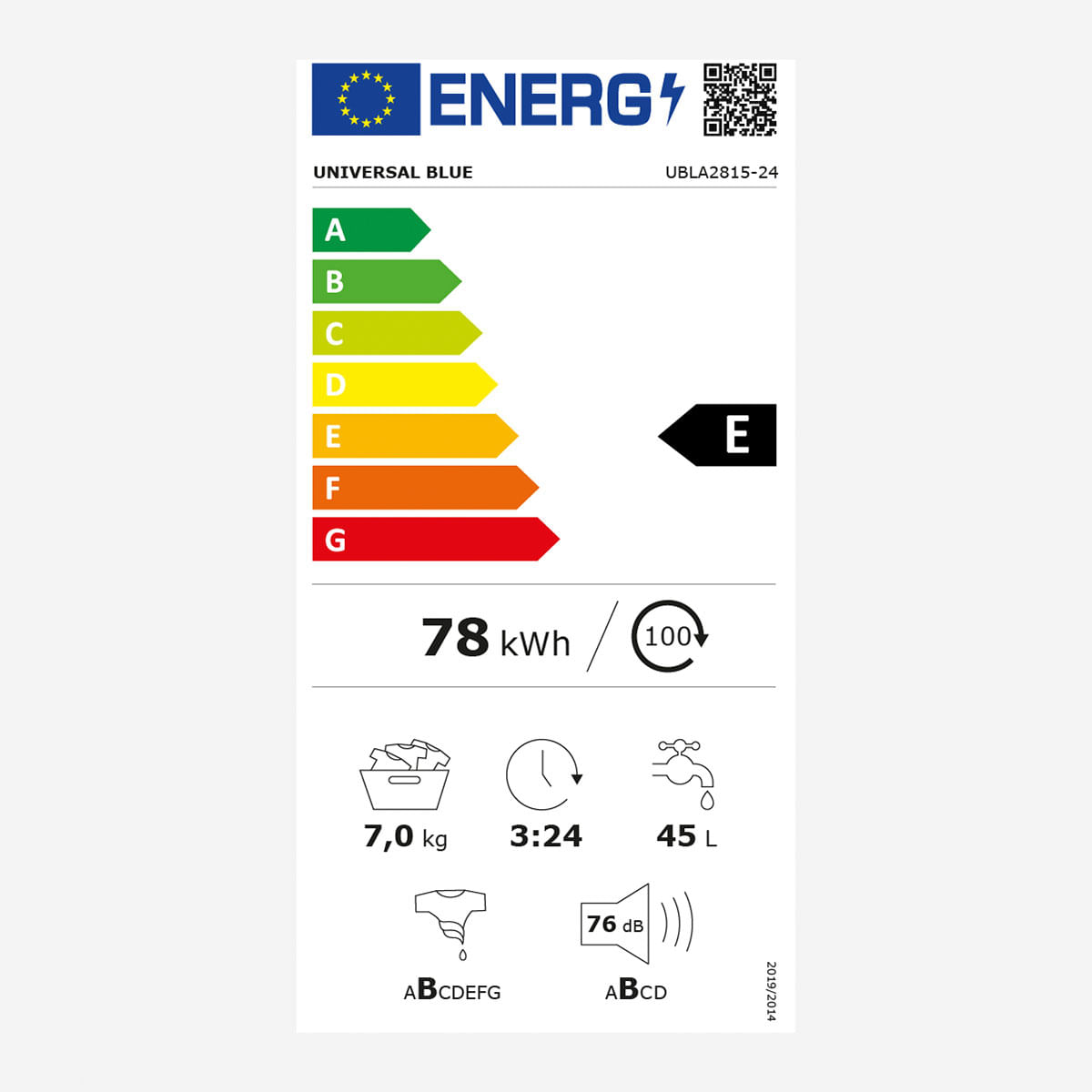 Lavadora Santorini 7007W Universal Blue 7kg 1200 rpm 16 programas E blanco 85 cm eficiencia-energetica