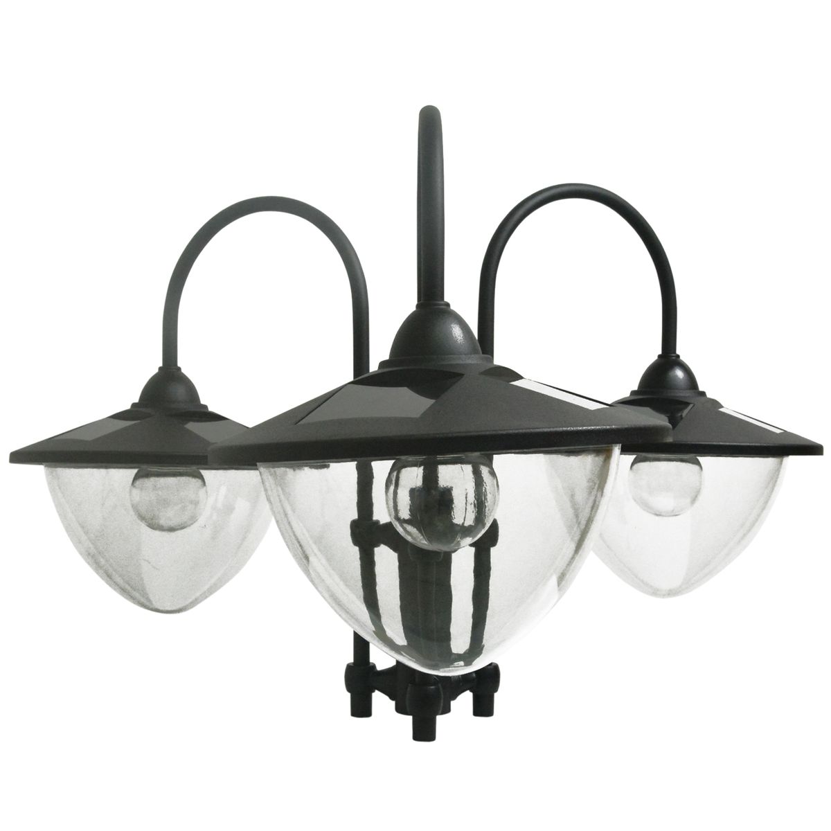Farola solar Ledum Outsunny 18 luces LED 6000K negro 189x60x55 cm detalle lamparas