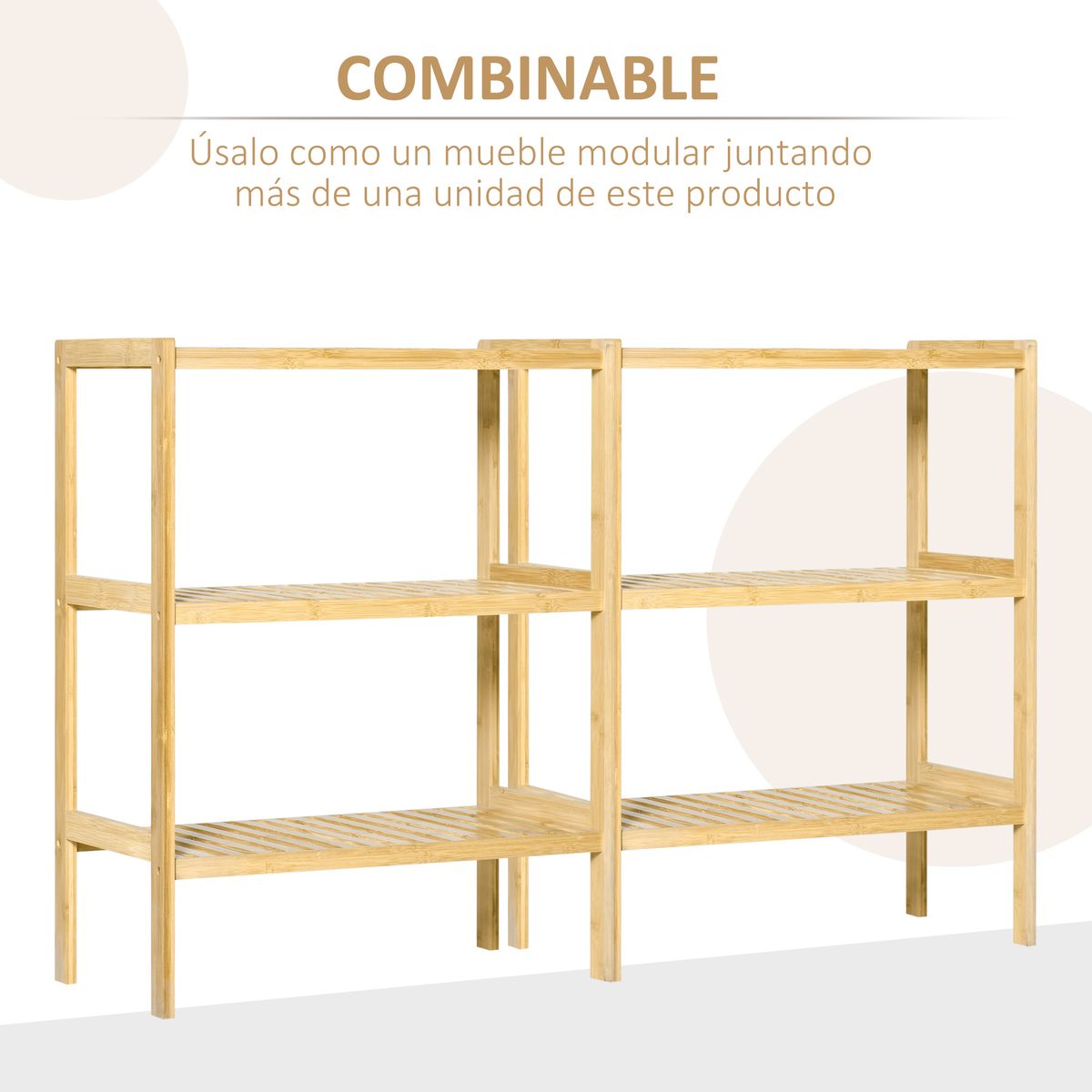 Estantería Dawai Homcom 3 niveles bambú natural 80x62x33 cm estanterias