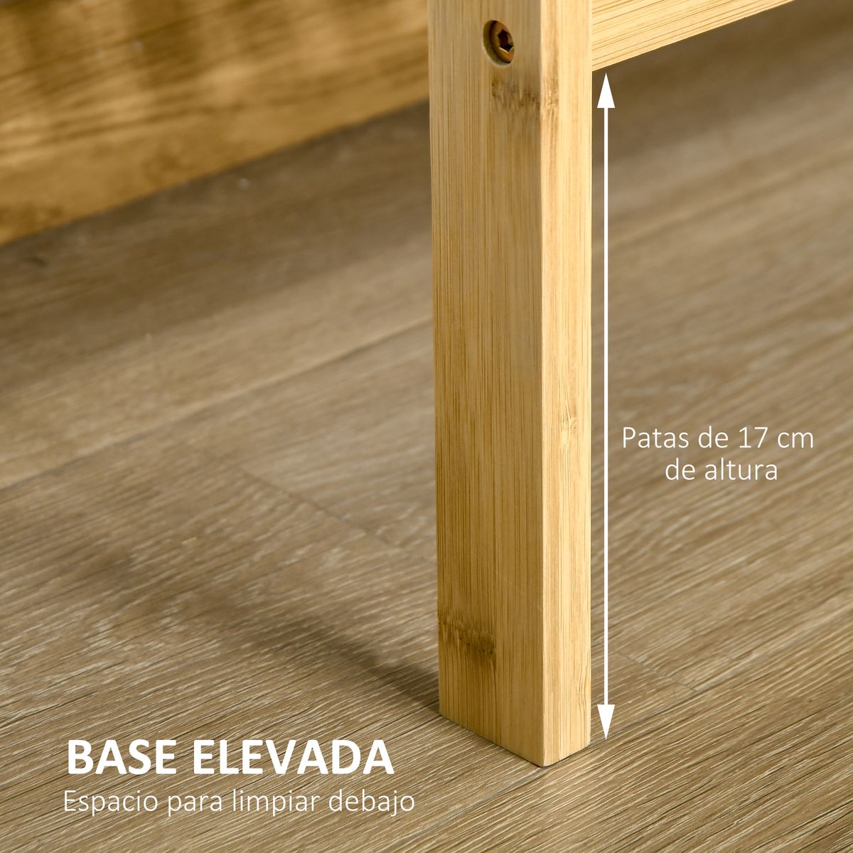Estantería Dawai Homcom 3 niveles bambú natural 80x62x33 cm patas