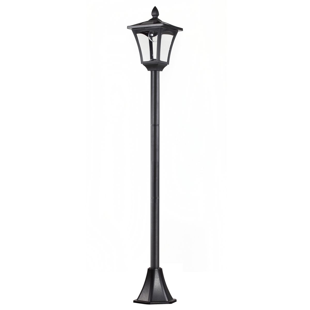 Farola solar Thom Outsunny 4 paneles 6000K negro 160x18x18 cm fondo blanco