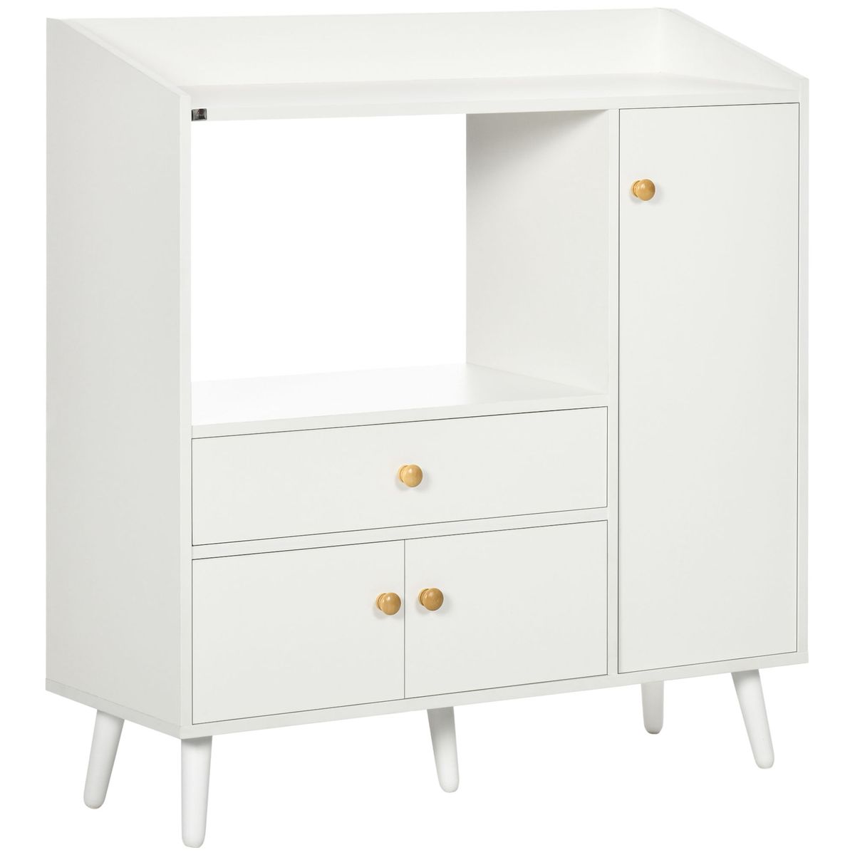 Aparador Blu Homcom 2 armarios + cajón blanco 94x90x30 cm fondo blanco