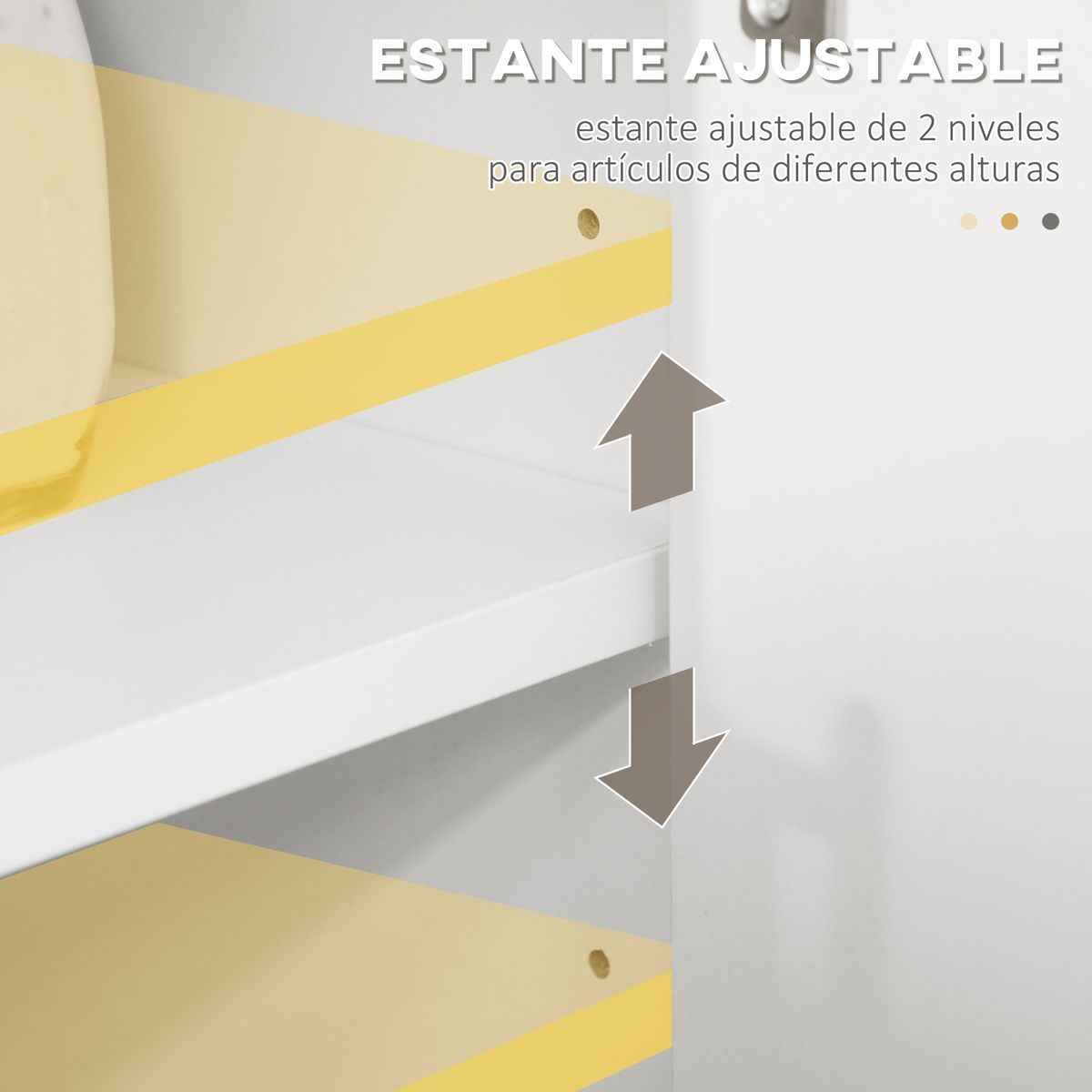 Aparador Blu Homcom 2 armarios + cajón blanco 94x90x30 cm detalle