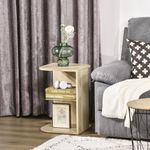 Mesita auxiliar Haruai Homcom 3 estantes natural 56x40x40 cm animada