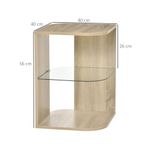 Mesita auxiliar Haruai Homcom 3 estantes natural 56x40x40 cm medidas