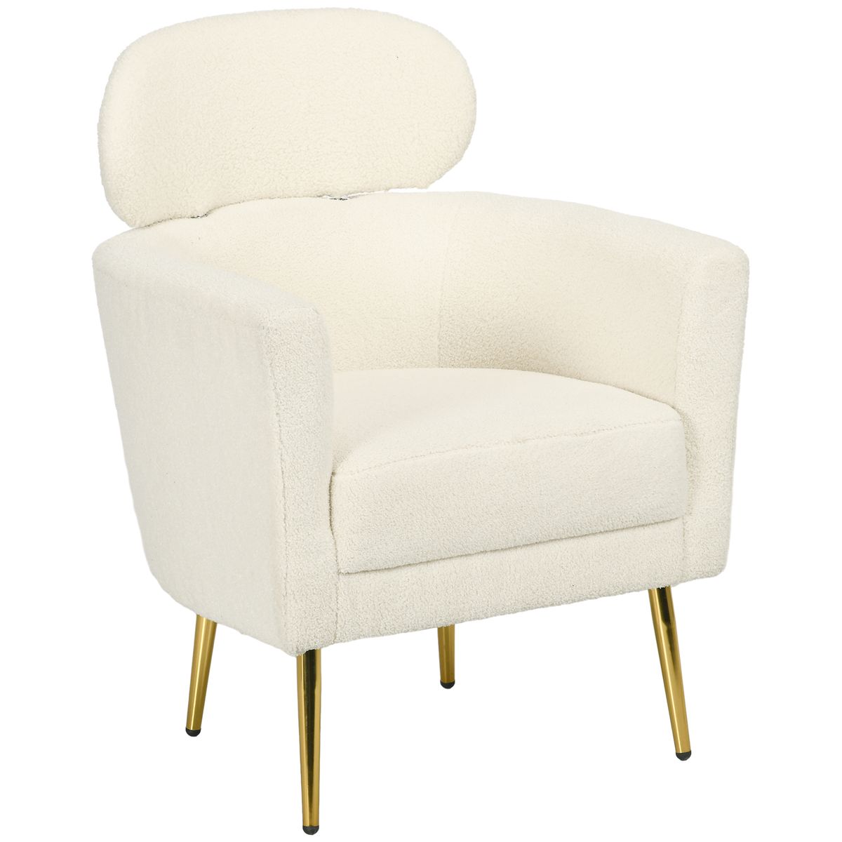 Butaca Tanny Homcom reposacabezas crema 90x71x65 cm fondo blanco