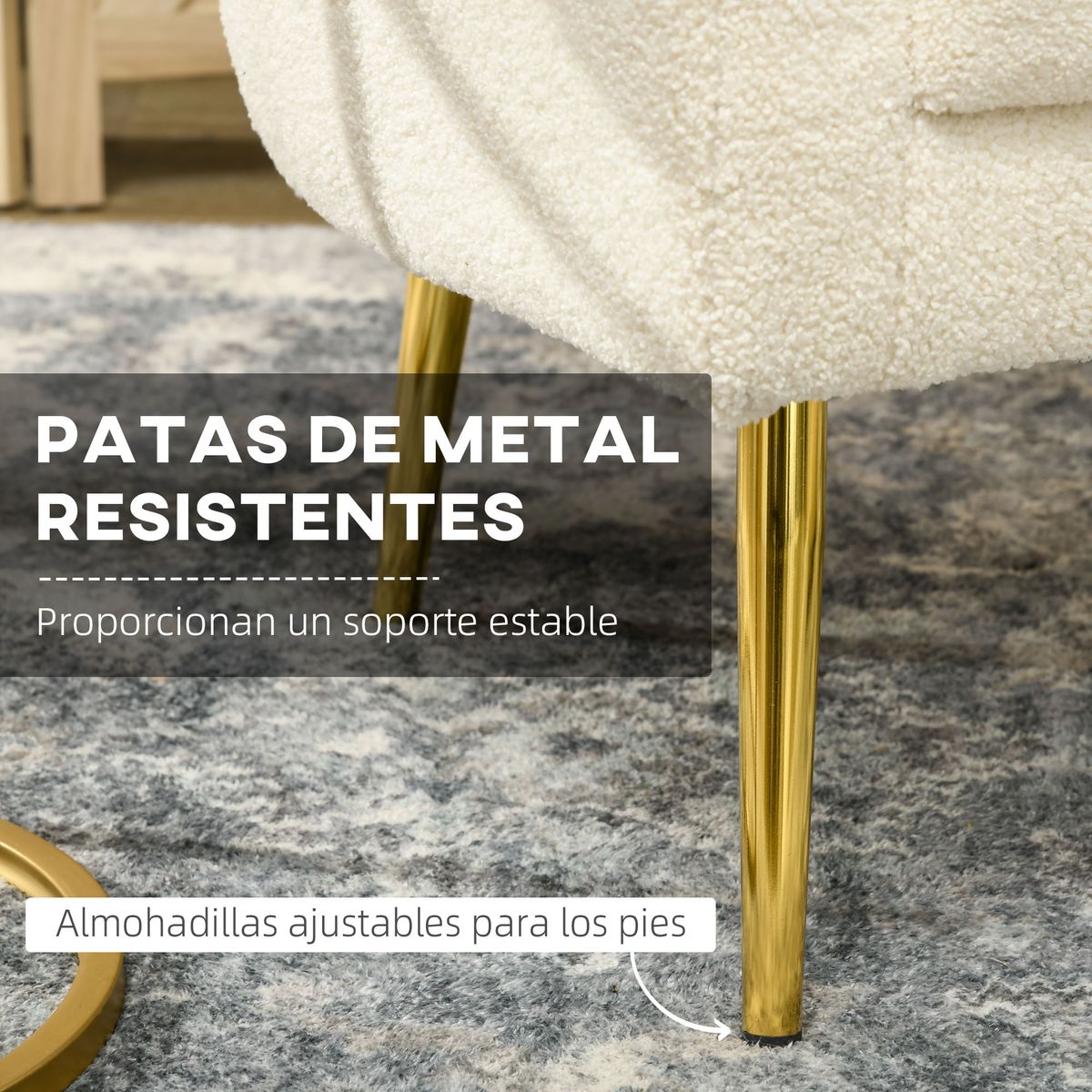 Butaca Tanny Homcom reposacabezas crema 90x71x65 cm patas
