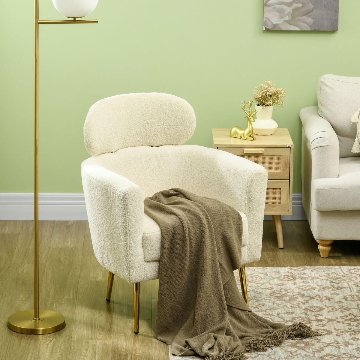 Butaca Tanny Homcom reposacabezas crema 90x71x65 cm animada salon