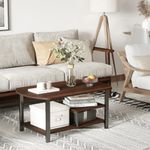 Mesa de centro Oggi Homcom rectangular 2 estantes inferiores marrón 46x100x60 cm