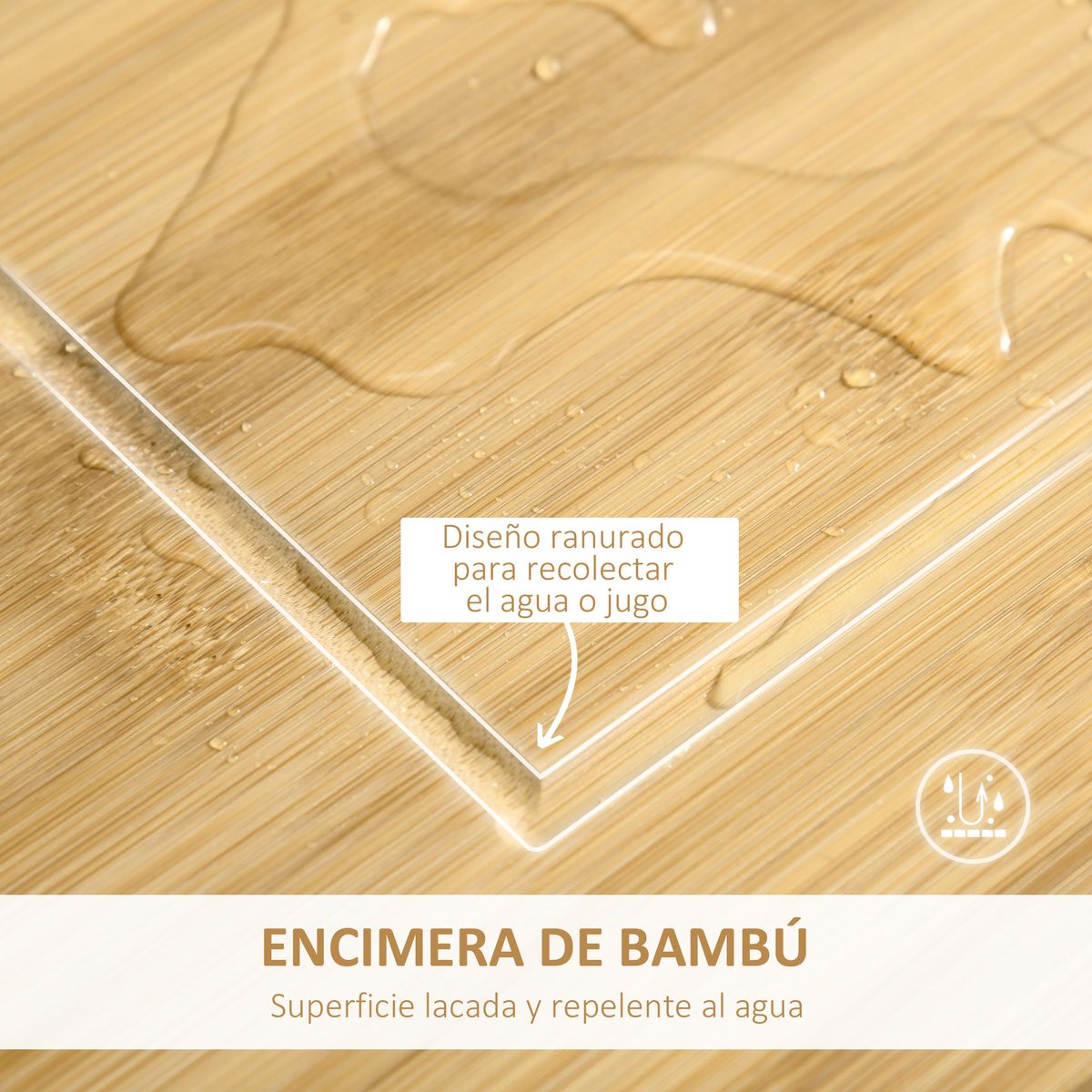 Carro de cocina Vorona Homcom con ruedas blanco/natural 83x58x37 cm 6