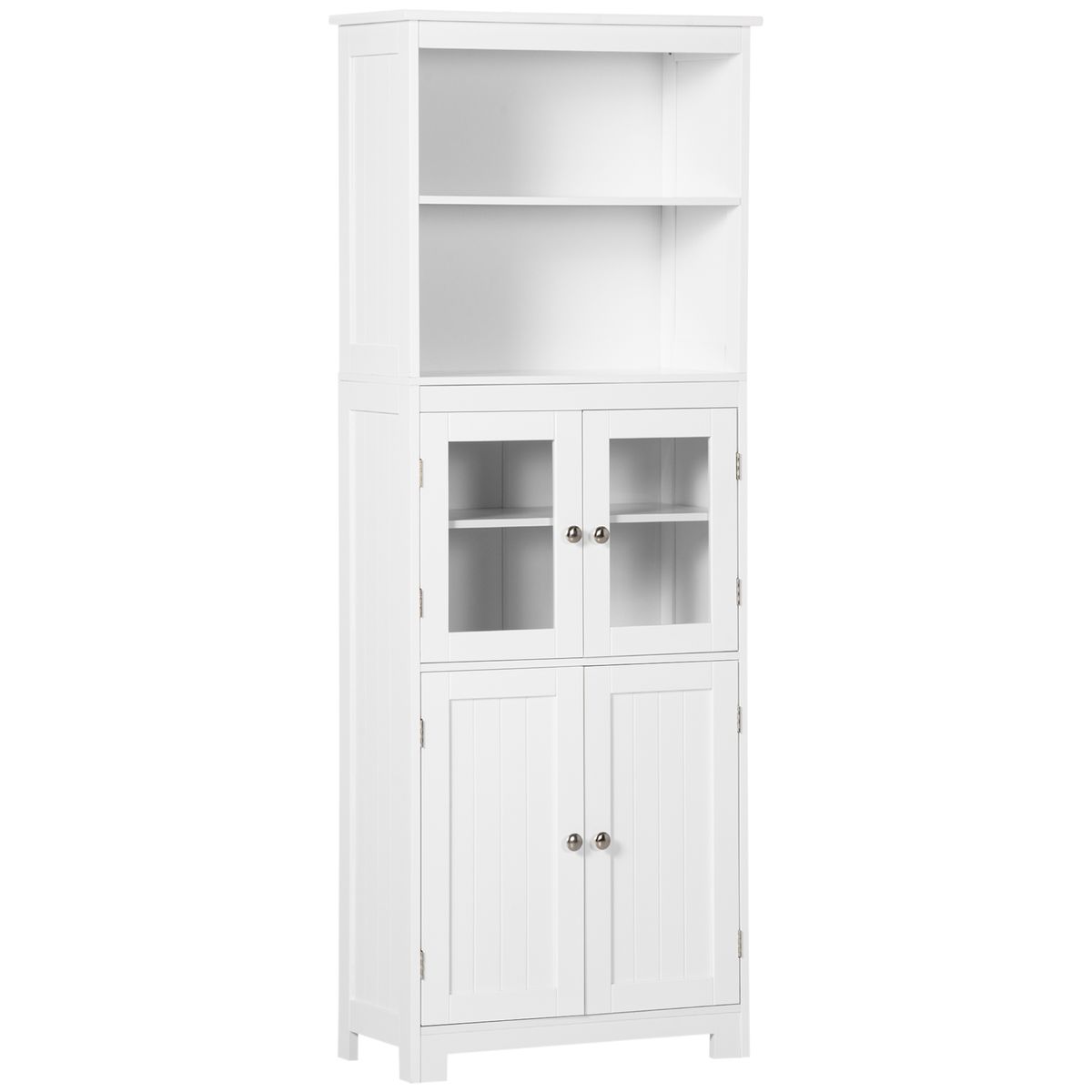 Aparador Unic Homcom 4 puertas + estantes abiertos blanco 162x60x30 cm fondo blanco