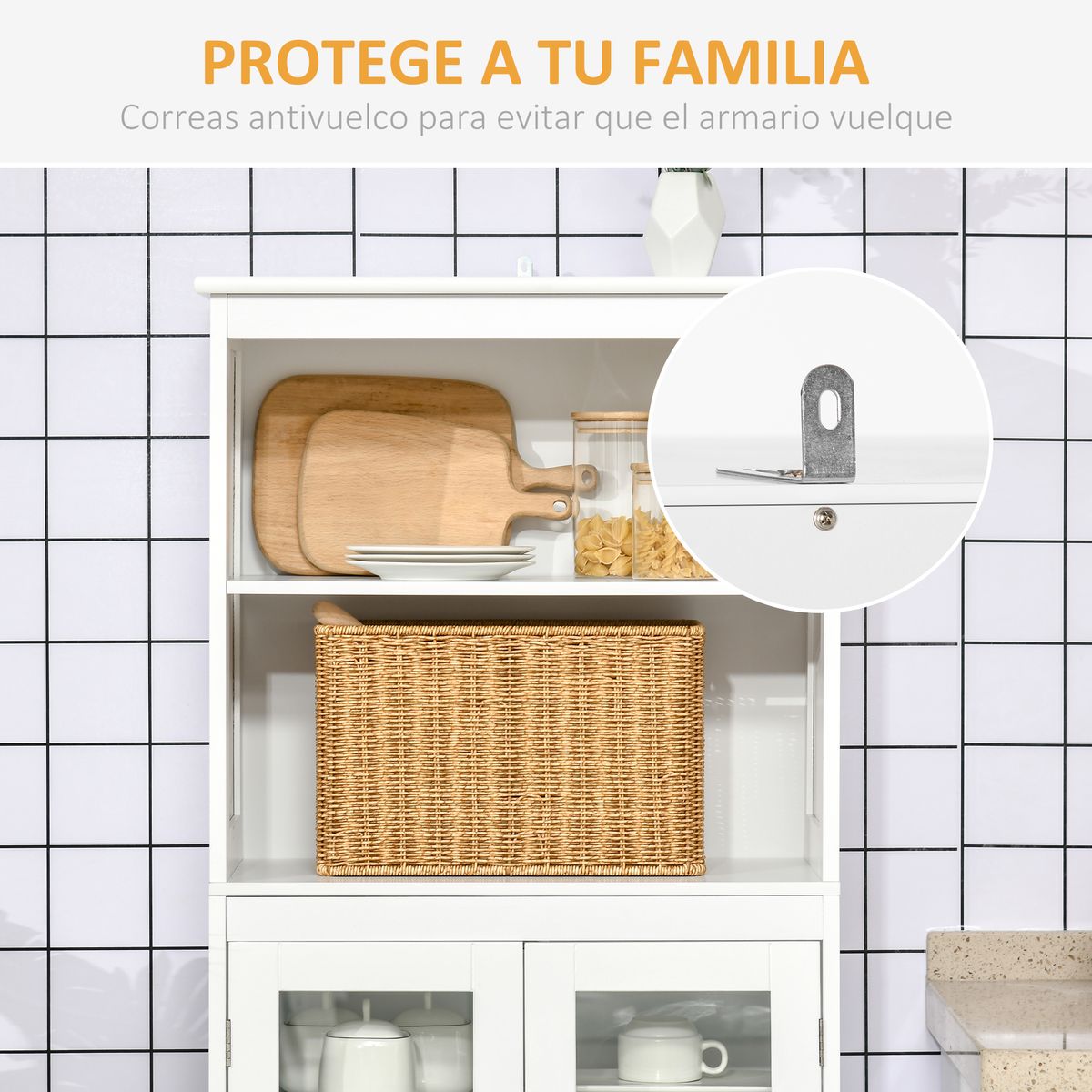Aparador Unic Homcom 4 puertas + estantes abiertos blanco 162x60x30 cm estantes abiertos