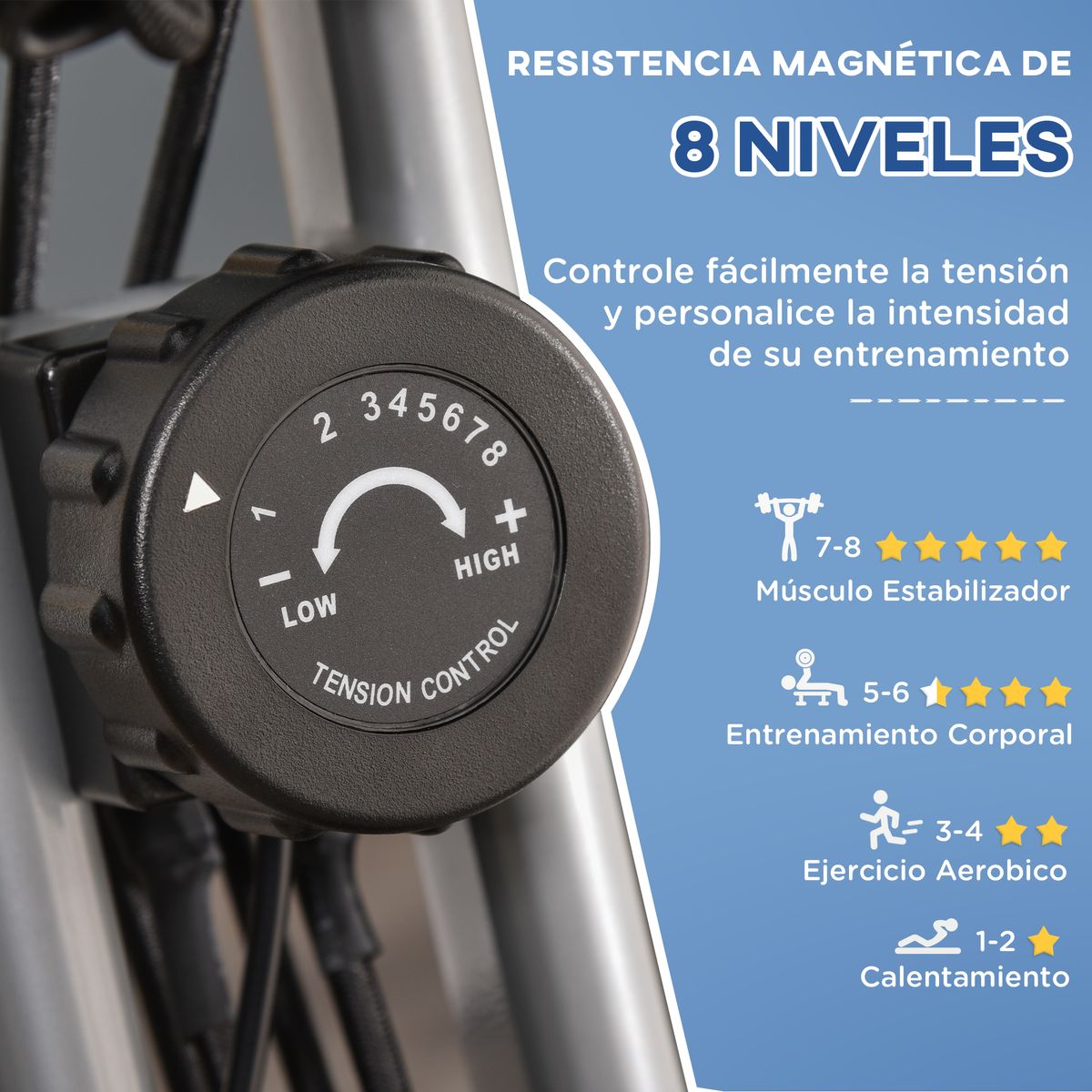 Bicicleta estática Ness Homcom plegable pantalla LCD gris 115x97x51 cm rueda