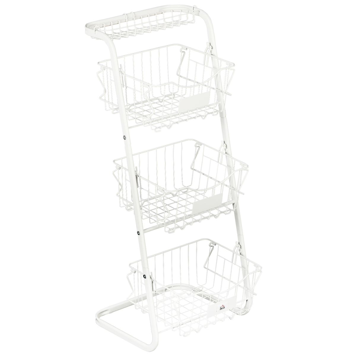 Cesta de frutas y verduras Homcom 3 niveles blanco 91x42,5x36,5 cm 2