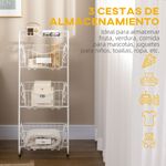 Cesta de frutas y verduras Homcom 3 niveles blanco 91x42,5x36,5 cm 4