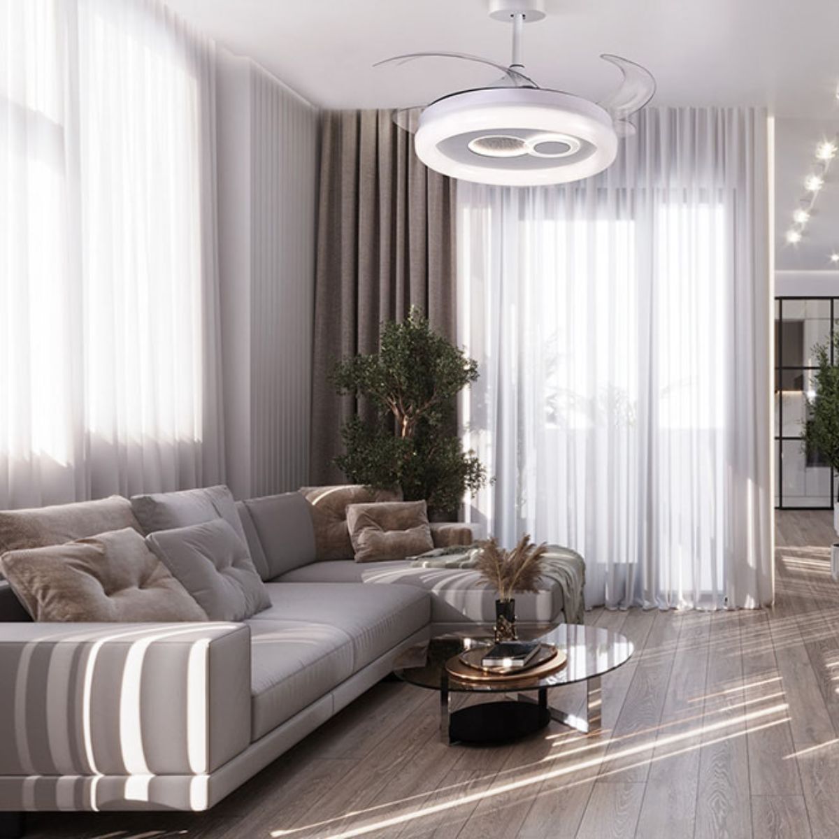 Ventilador-de-techo-Hermes-Bel-Air-108W-4-aspas-retractiles-mando-a-distancia-blanco-Ø108-cm-animada