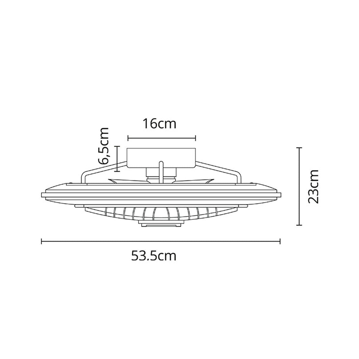 Ventilador de techo Geneva Lumit 70W función WiFi marrón Ø53,5 cm medidas