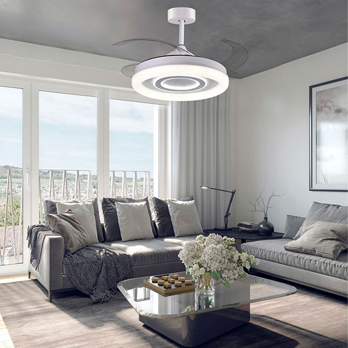 Ventilador de techo Amaltea Bel Air 116W 4 aspas retráctiles blanco Ø108 cm 2