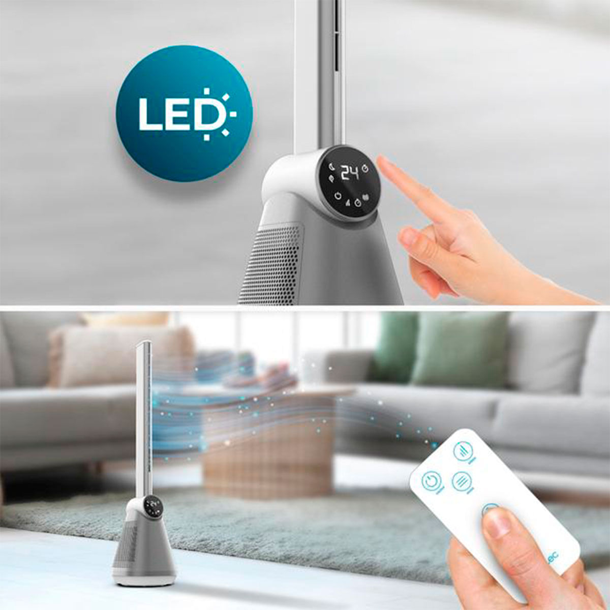 Ventilador de torre Cecotec EnergySilence 9890 Skyline Bladeless 50W diseño sin aspas inox/blanco 3