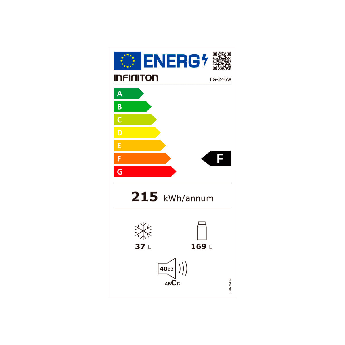 Frigorífico de 2 puertas Infiniton FG-246W cíclico Defrost 205L A blanco 143 cm eficiencia energética