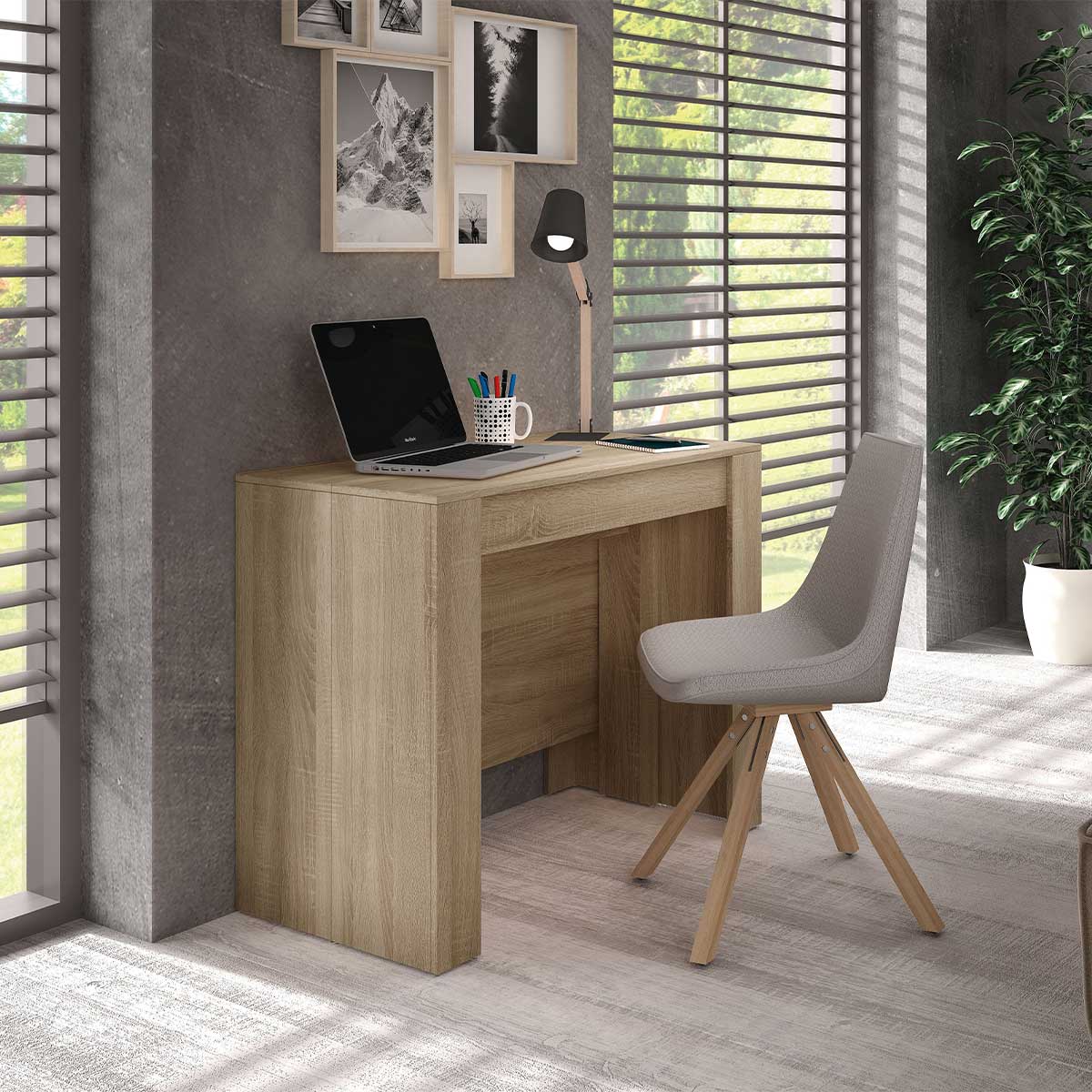 Mesa de comedor Malvin 5 posiciones roble 78x51-237x90 cm 9