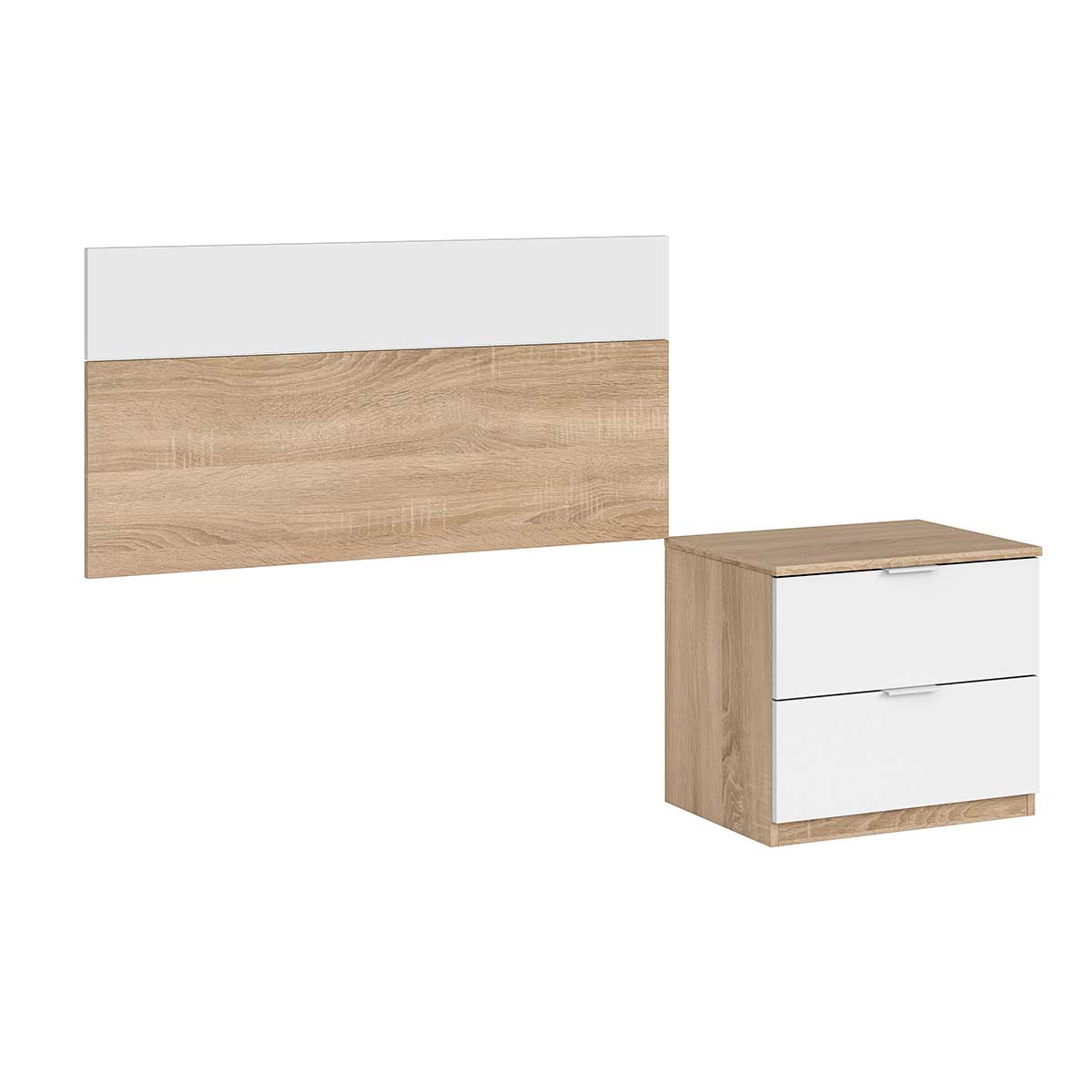 Conjunto de dormitorio Luca cabezal + 1 mesita de noche natural/blanco artik 2