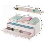 Conjunto cama + estante Elliot 2 colchones + 1 cajón blanco/gris medidas