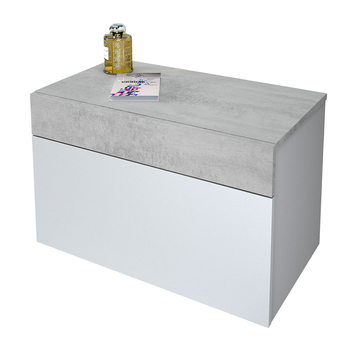 Conjunto de dormitorio Tekkan cabezal + 2 mesitas blanco Artik/cemento 5