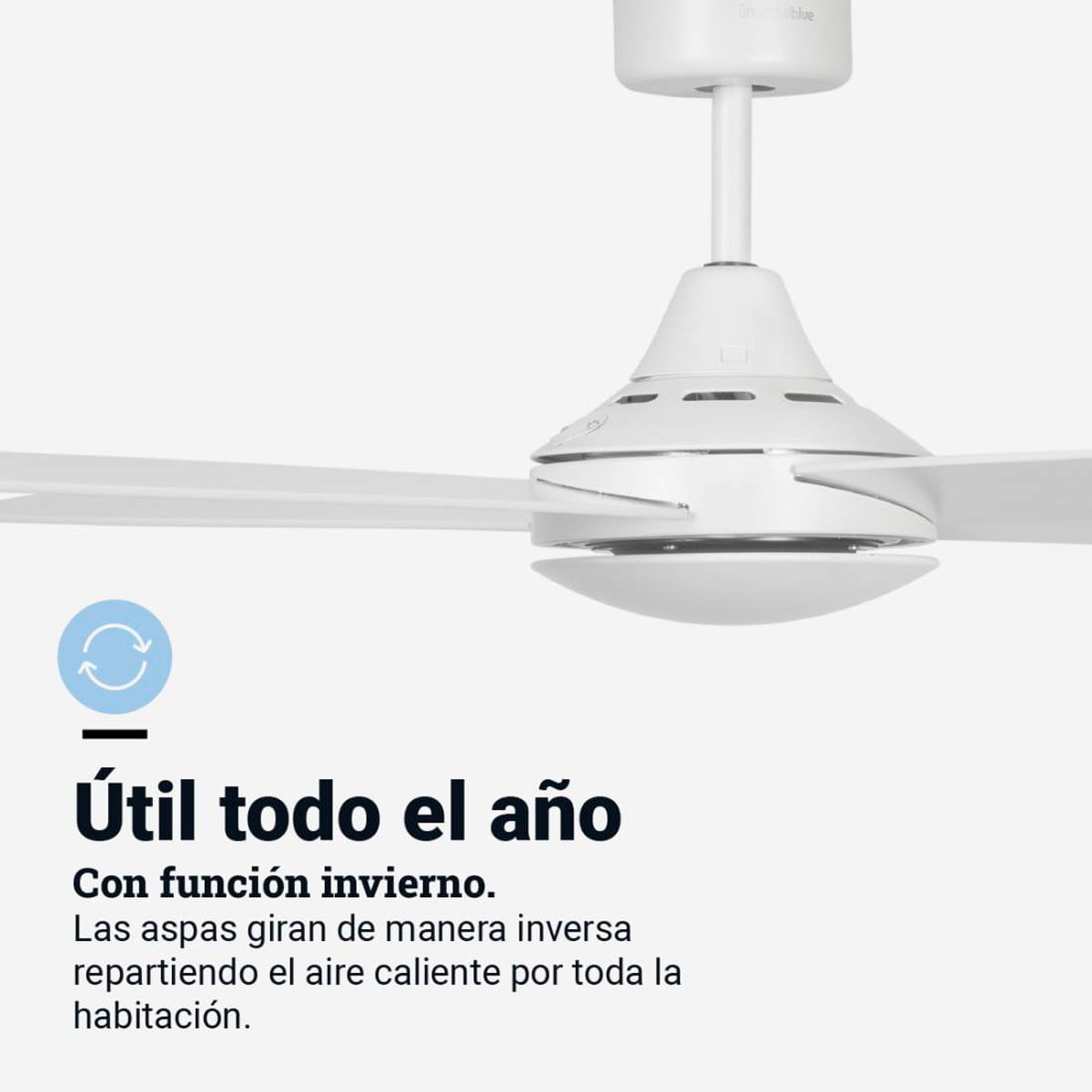 Ventilador de techo Poniente 6048W Universal Blue 55W 4 aspas blanco Ø122 cm 4