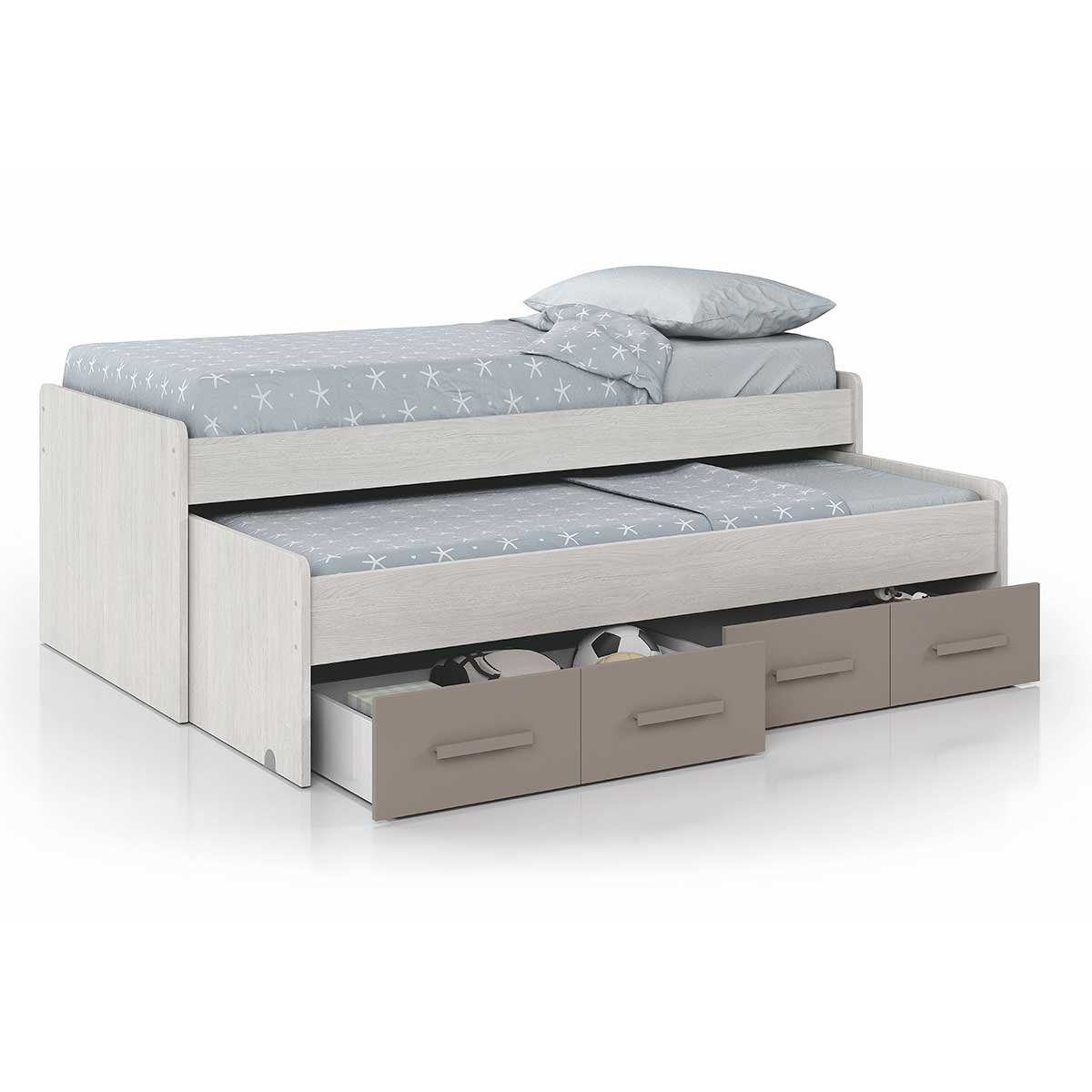 Cama doble Ares Plus 2 camas + 2 cajones gris 69x198x96 cm 3