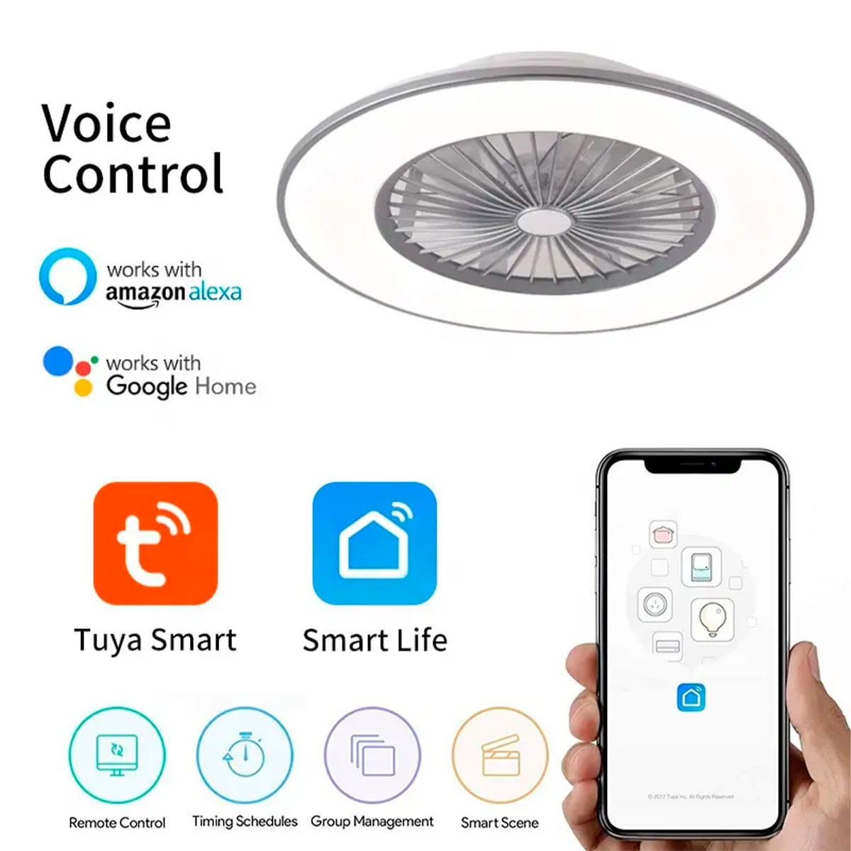 Ventilador de techo Darwin luz inteligente WiFi blanco Ø55 cm 4