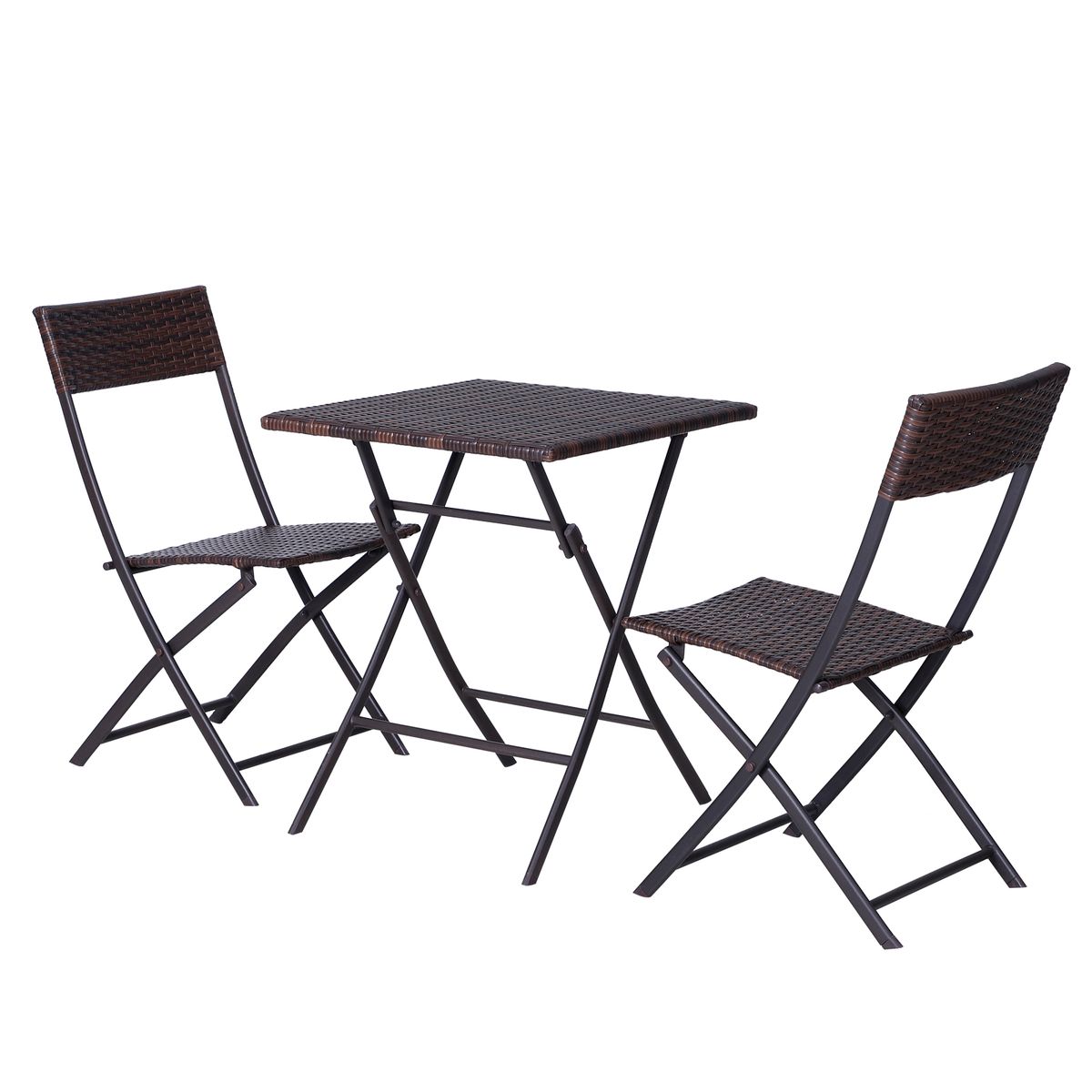 Conjunto de jardín Benissa mesa + 2 sillas ratán PU marrón 2