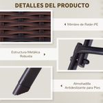 Conjunto de jardín Benissa mesa + 2 sillas ratán PU marrón 4