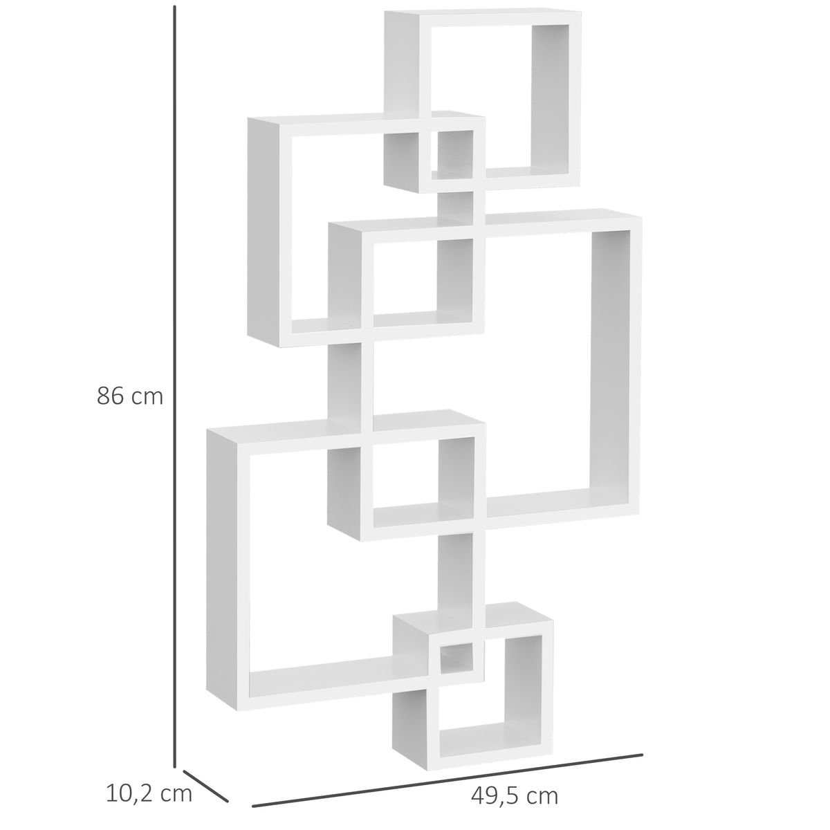 Estantería Nial Homcom 5 compartimentos asimétrica blanco 89x49,5x10,2 cm medidas