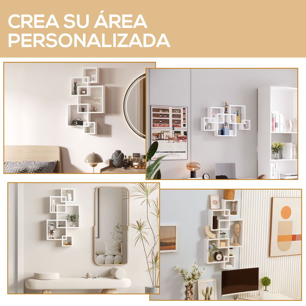 Estantería Nial Homcom 5 compartimentos asimétrica blanco 89x49,5x10,2 cm internet