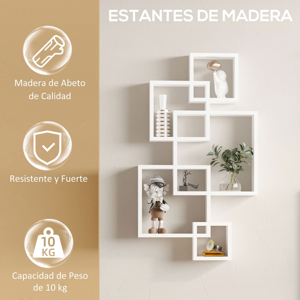 Estantería Nial Homcom 5 compartimentos asimétrica blanco 89x49,5x10,2 cm web