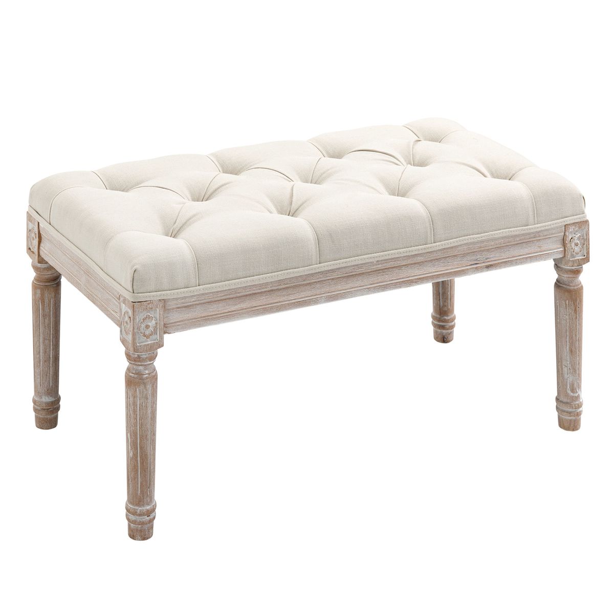 Butaca de dormitorio Queen Homcom tapizada estilo vintage beige 43x80x40 cm  2