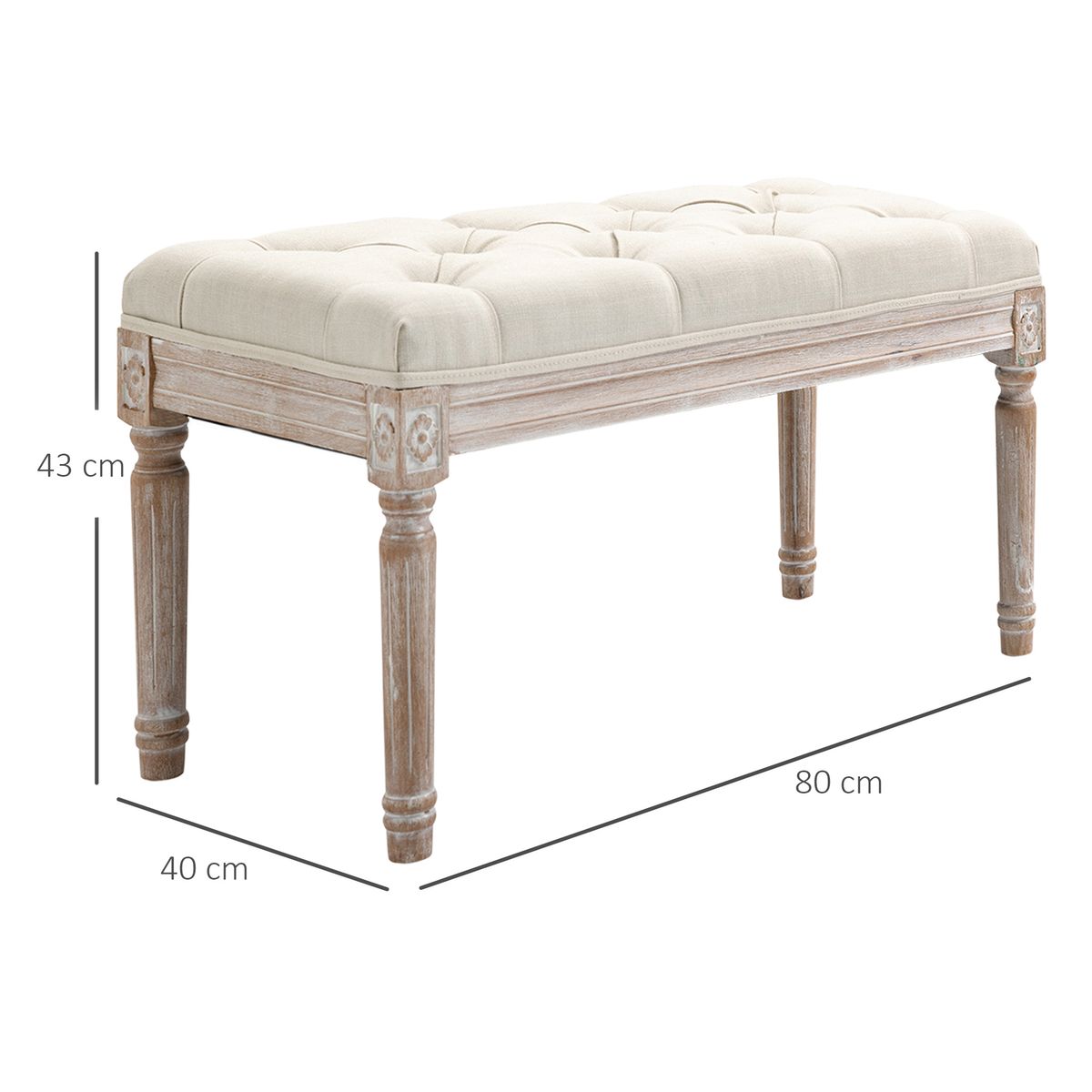 Butaca de dormitorio Queen Homcom tapizada estilo vintage beige 43x80x40 cm  3