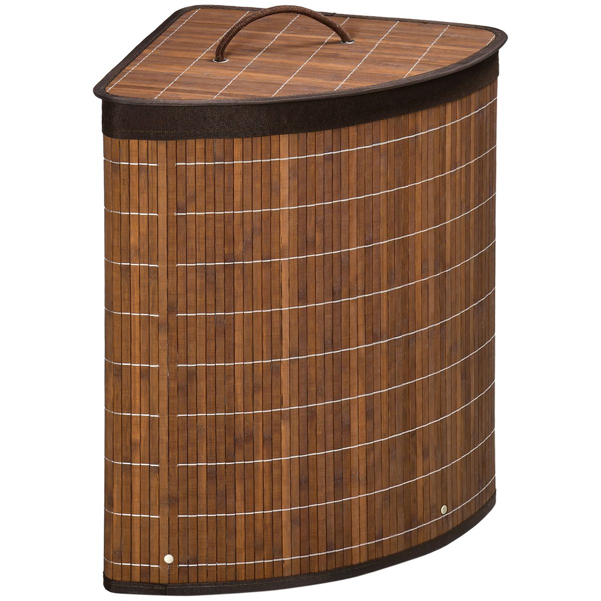 Cesto para ropa sucia Homcom 55L con tapa marrón 57x38x38 cm fondo blanco