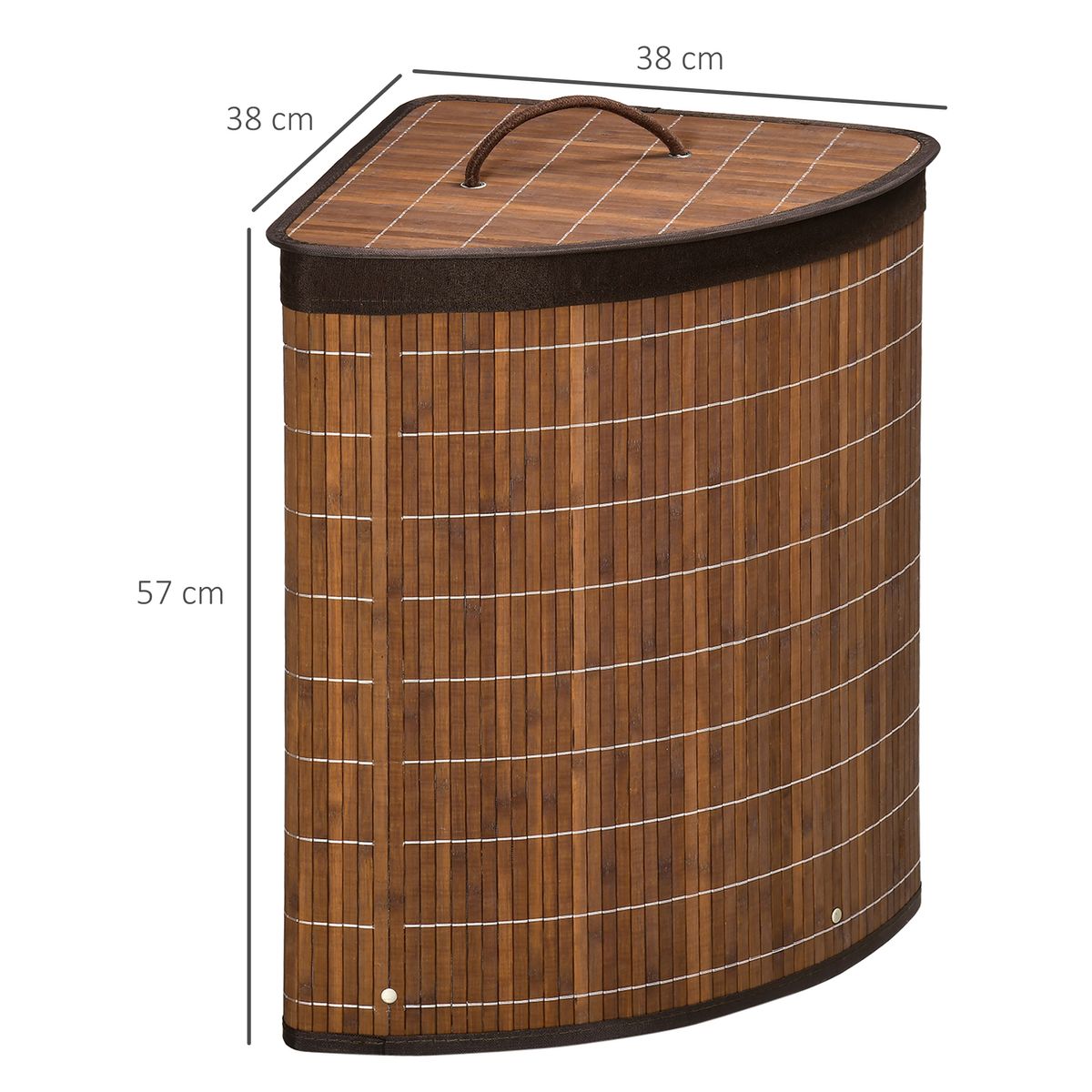 Cesto para ropa sucia Homcom 55L con tapa marrón 57x38x38 cm medidas